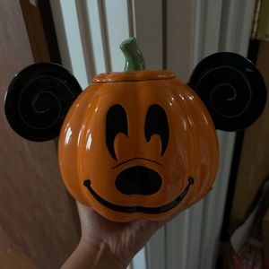 Disney Halloween Mickey Mouse Cookie Jar Fall  Pumpkin new
